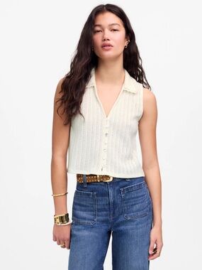 Madewell Like New Crotchet Knit V-Neck Sweater Vest Sleeveless Top